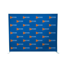 Aluminium frame fabric wall with Spyder displays logo repeated